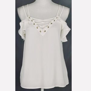 NWOT Express White Front Lace-up top